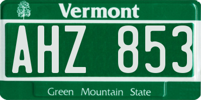 VT license plate AHZ853