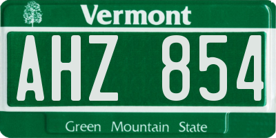 VT license plate AHZ854