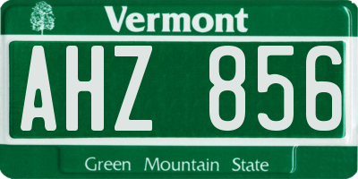 VT license plate AHZ856