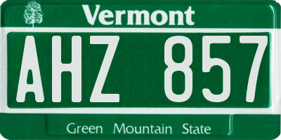 VT license plate AHZ857