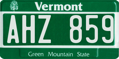 VT license plate AHZ859