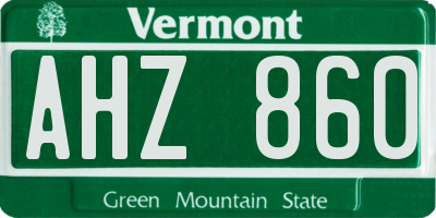 VT license plate AHZ860
