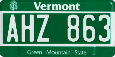 VT license plate AHZ863