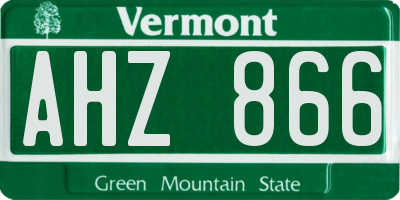 VT license plate AHZ866