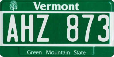 VT license plate AHZ873