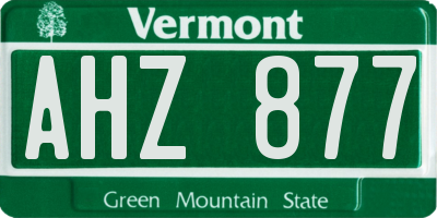 VT license plate AHZ877