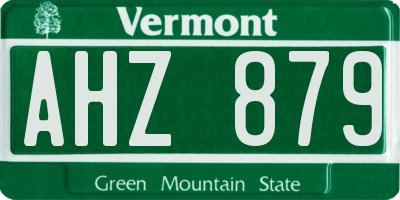 VT license plate AHZ879