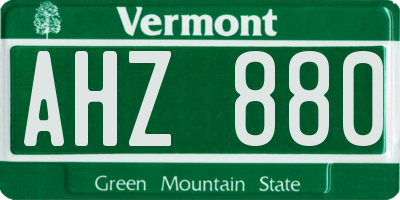 VT license plate AHZ880