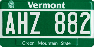 VT license plate AHZ882