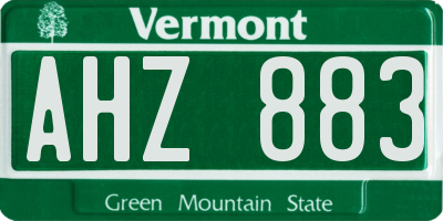 VT license plate AHZ883