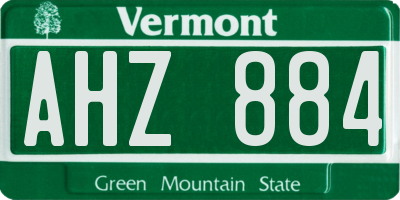 VT license plate AHZ884