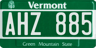 VT license plate AHZ885