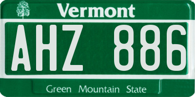 VT license plate AHZ886