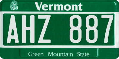 VT license plate AHZ887
