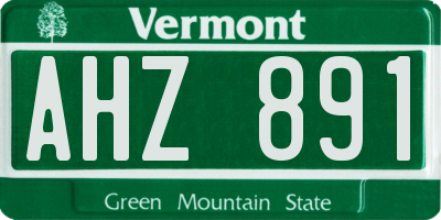 VT license plate AHZ891