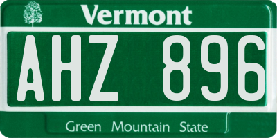 VT license plate AHZ896