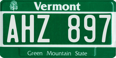 VT license plate AHZ897