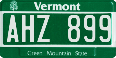 VT license plate AHZ899