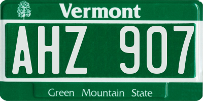 VT license plate AHZ907