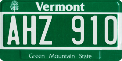 VT license plate AHZ910