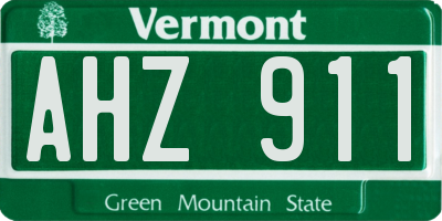VT license plate AHZ911