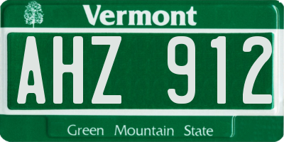 VT license plate AHZ912