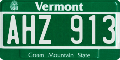 VT license plate AHZ913