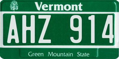 VT license plate AHZ914