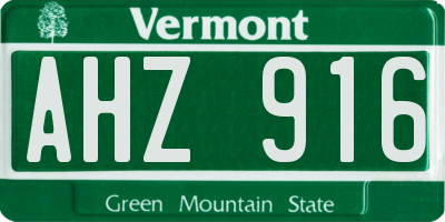 VT license plate AHZ916