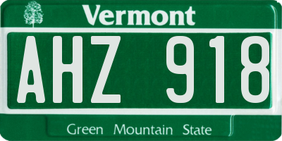 VT license plate AHZ918