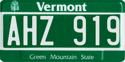 VT license plate AHZ919