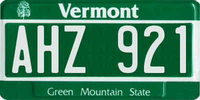 VT license plate AHZ921