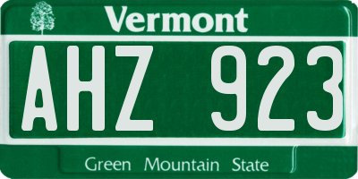VT license plate AHZ923