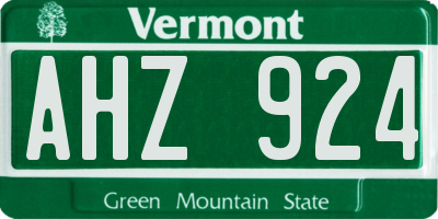 VT license plate AHZ924