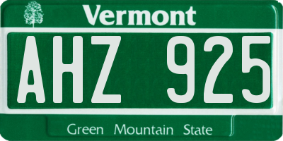 VT license plate AHZ925