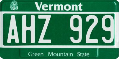 VT license plate AHZ929