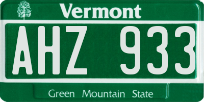 VT license plate AHZ933