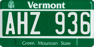 VT license plate AHZ936