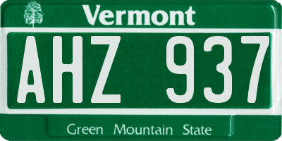 VT license plate AHZ937