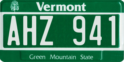 VT license plate AHZ941