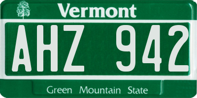 VT license plate AHZ942