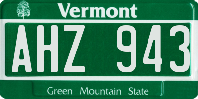 VT license plate AHZ943