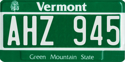 VT license plate AHZ945