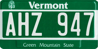 VT license plate AHZ947