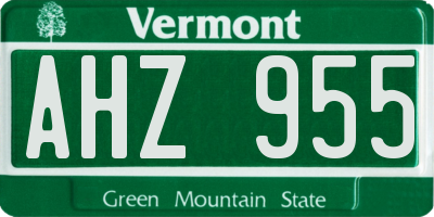 VT license plate AHZ955