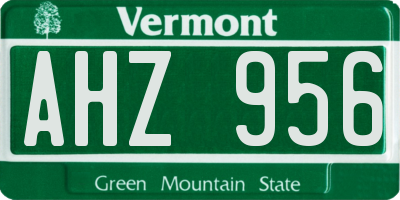 VT license plate AHZ956