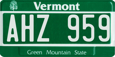 VT license plate AHZ959