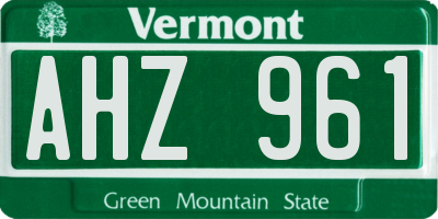 VT license plate AHZ961