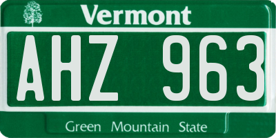 VT license plate AHZ963