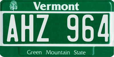 VT license plate AHZ964